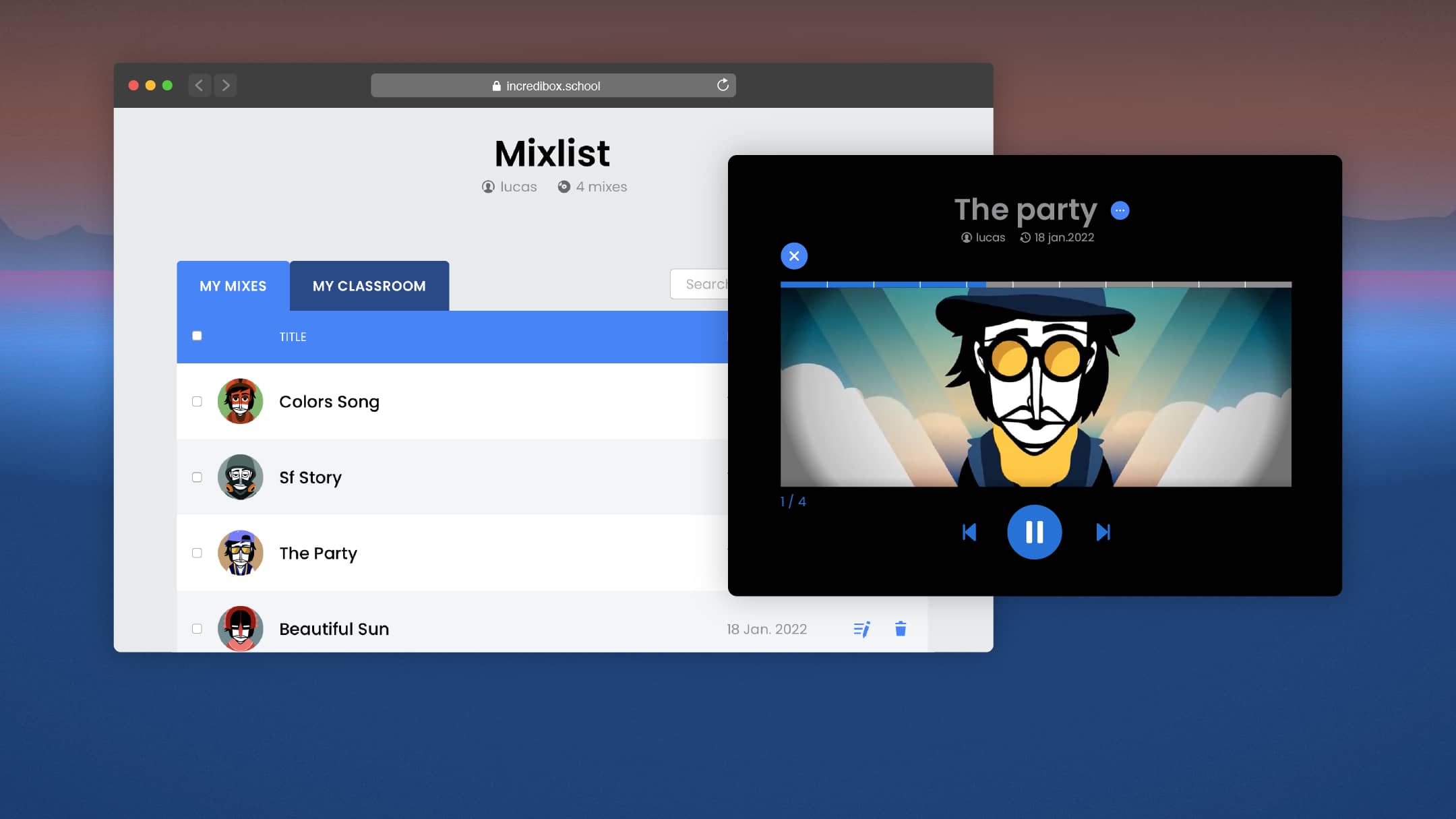 Review your students' mixes - Incredibox para escuelas